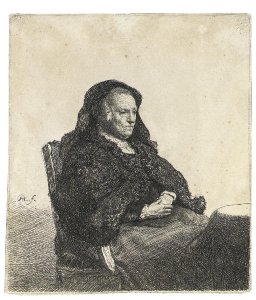 The Artist's Mother seated at a Table, looking right