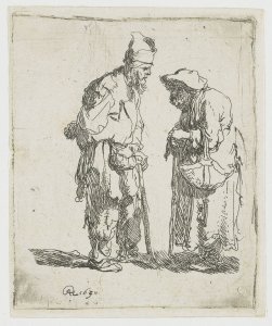 A beggar Man and beggar Woman conversing