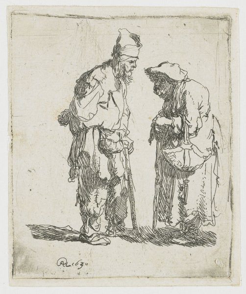 A beggar Man and beggar Woman conversing