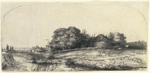 Landscape with a Haybarn and a Flock of Sheep