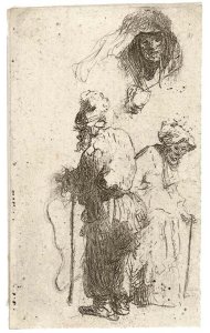 Sheet of Studies Head of the Artist, a Beggar Couple, Heads of an old Man and an old Woman, etc.