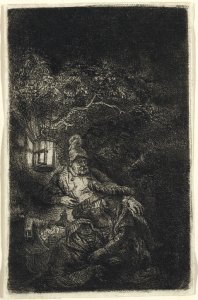 The Rest on the Flight into Egypt Lightly etched