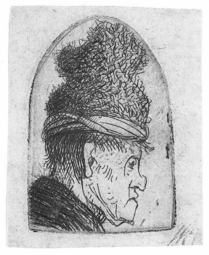 Grotesque Profile Man In A High Cap