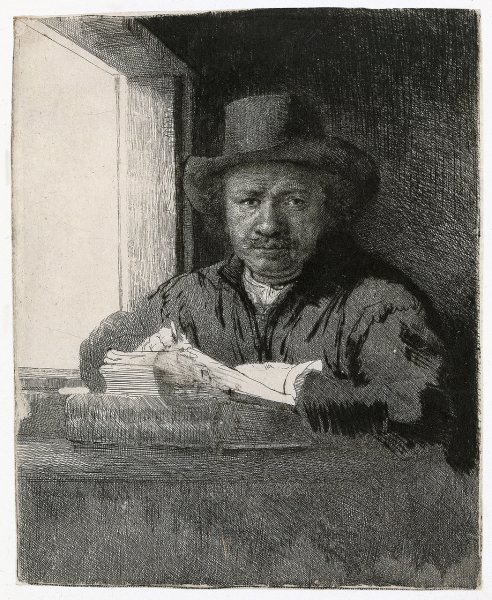 Self Portrait Drawing At A Window