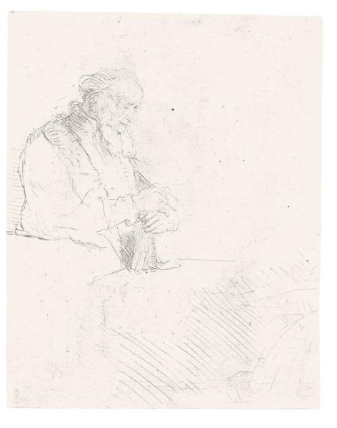 Old Man In Meditation, Leaning On A Book