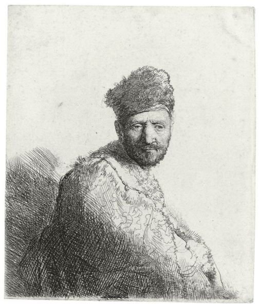 Bearded Man In A Furred Oriental Cap And Robe The Artist's Father