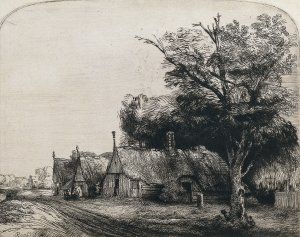 Landscape with Three Huts