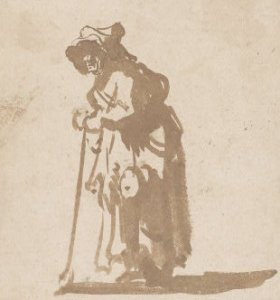 Beggar Woman Leaning on a Stick