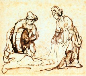 Boaz Casting Barley into Ruth's Veil c. 1645