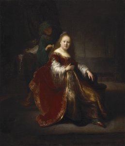 A young woman at her toilet