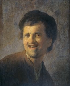 Bust of a laughing young man