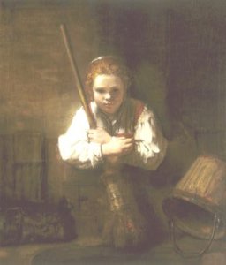 Young Woman with a Broom