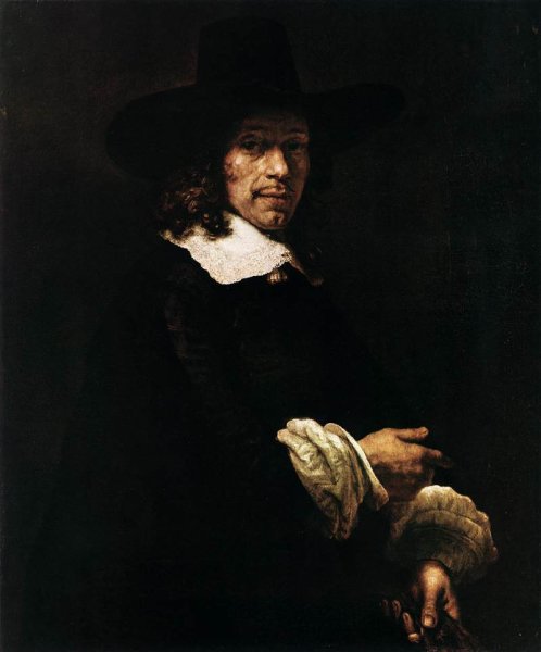 Portrait of a Gentleman with a Tall Hat and Gloves