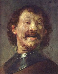 Bust of a laughing man in gorget