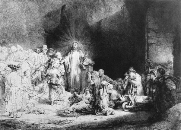 The Little Children Being Brought to Jesus, The 100 Guilder Print 1647-49